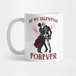Forever Valentine: Retro Charm with Red, White & Black Skeleton Dance Couple Mug
